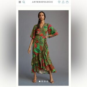 Farm Rio Flutter Sleeve Wrap Dress Anthropologie